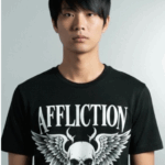 Men’s Black Affliction Skull Wings Graphic T-Shirt