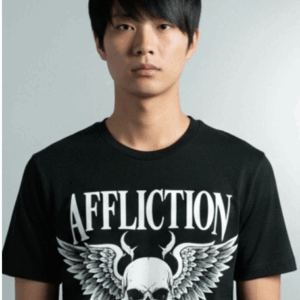 Men’s Black Affliction Skull Wings Graphic T-Shirt