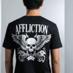Men’s Black Affliction Skull Wings T-Shirt