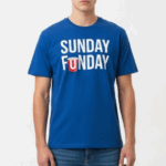 Men's Blue "Sunday Funday" Graphic Tee with Red Cup Print