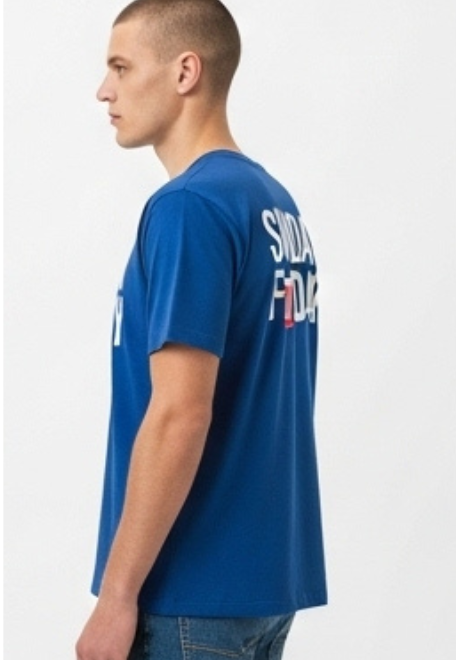 Men's Blue "Sunday Funday" Tee with Red Cup Print