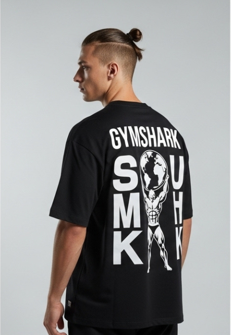 Men’s “GYMSHARK ” Bodybuilder Earth Print T-Shirt