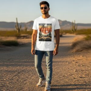 "Desert Drive Classic" Graphic T-Shirt – White Edition