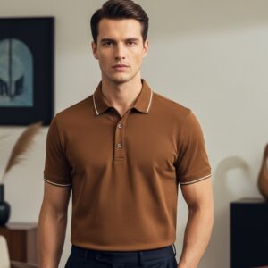 Men's Classic Foan Brown Polo Shirt – Premium Cotton Blend