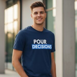 Pour Decisions Navy Blue Cotton T-Shirt – Stylish