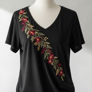 Floral Elegance V-Neck Tee
